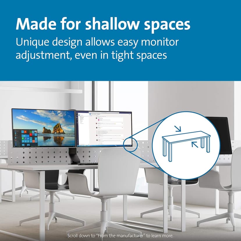 Kensington SmartFit Space Saving Dual Monitor Arm (K55513WW)
