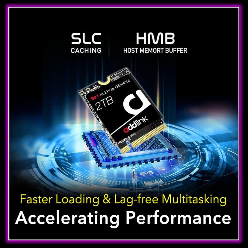Addlink New S91 2TB 2230 NVMe High Performance PCIe Gen4x4 2230 3D NAND SSD - Read Speed up to 5000 MB/s Compatible with Steam Deck, ROG Ally, Laptop, Internal Solid State Drive - (ad2TBS91M2P)