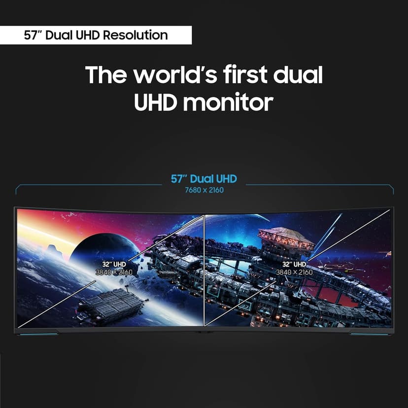 Samsung 57" Odyssey Neo G9 Series Dual 4K UHD 1000R Curved Gaming Monitor, 240Hz, 1ms with DisplayPort 2.1, Quantum Mini-LED, DisplayHDR 1000, AMD FreeSync Premium Pro, LS57CG952NNXZA