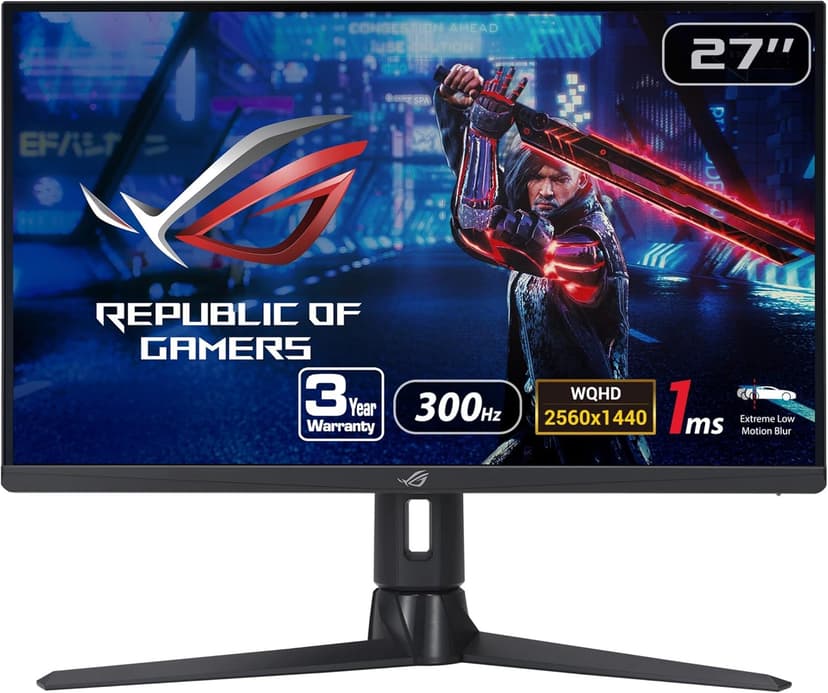 ASUS ROG Strix 27” 1440P Gaming Monitor (XG27AQMR) - 27”, QHD (2560 x 1440), Fast IPS, 300Hz, 1ms, G-SYNC Compatible, FreeSync Premium Pro, Extreme Low Motion Blur Sync, DisplayPort, DisplayHDR 600