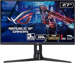 ASUS ROG Strix 27” 1440P Gaming Monitor (XG27AQMR) - 27”, QHD (2560 x 1440), Fast IPS, 300Hz, 1ms, G-SYNC Compatible, FreeSync Premium Pro, Extreme Low Motion Blur Sync, DisplayPort, DisplayHDR 600
