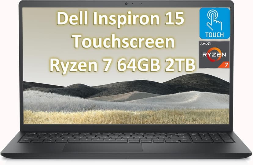 Dell Inspiron 15 Touchscreen Laptop (15.6" FHD, AMD Ryzen 7 7730U (> Intel i7-1255U), 64GB, 2TB SSD) Business, College Students, Enterprises, Numeric Keypad, Inspiron 3535 3000, Webcam, Win 11 Pro