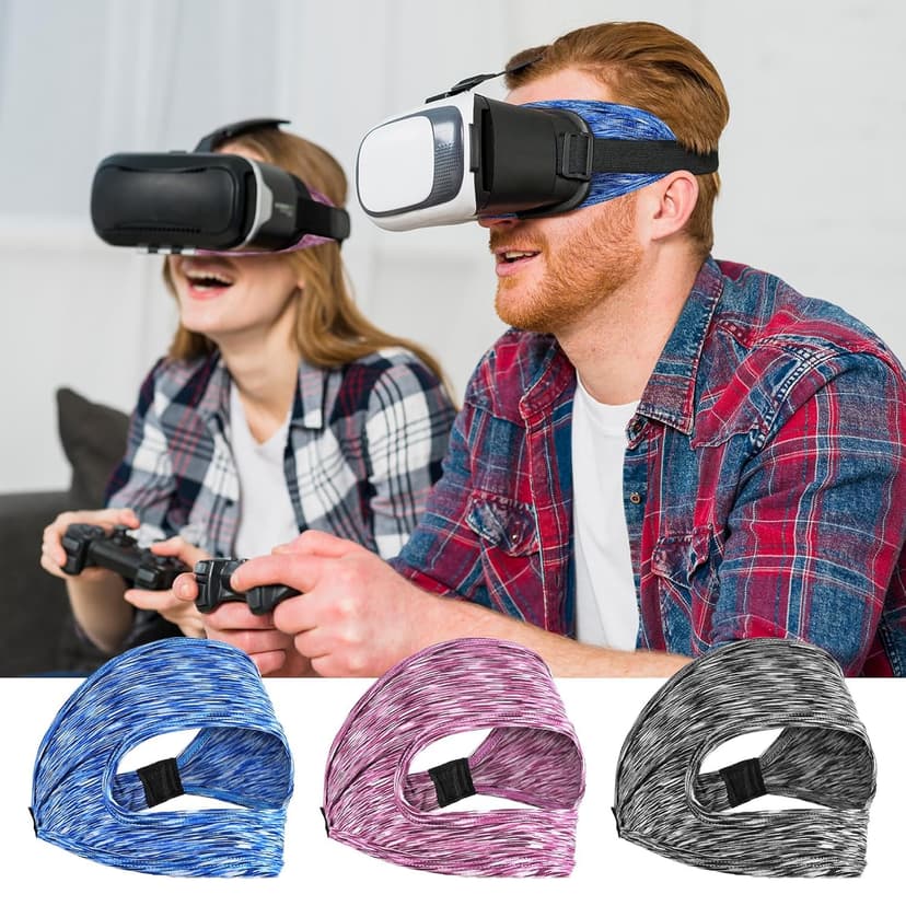 3 Pcs VR Sweat Mask, Adjustable VR Eye Mask, Breathable VR Sweat Band Comfortable Eye Face Cover VR Face Cover Cushion for Any Head Size Most VR Devices