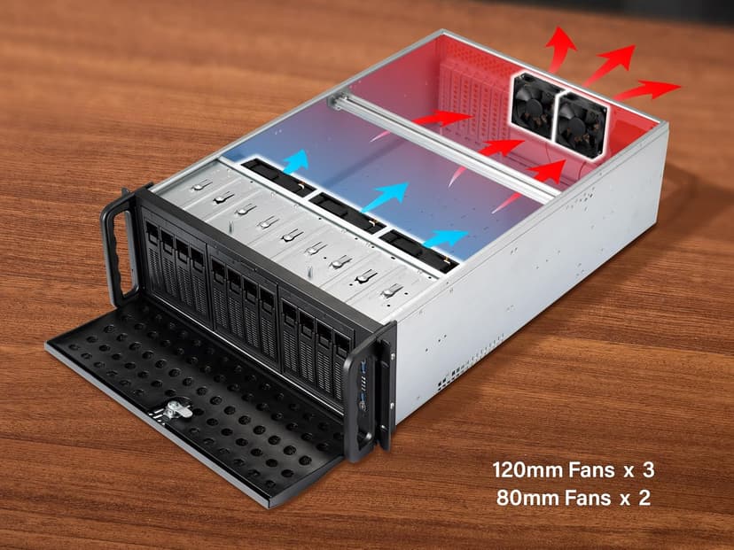 Rosewill 4U Server Chassis Hot Swap HDD 12 Bay Rack Mount Server Case, Support 12x 3.5 HDD Bays E-ATX Board, Rackmount Server Case Include Front 3X 120mm Fans Rear 2X 80mm Fans, 25" Deep RSV-L4412U