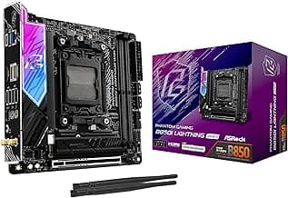 ASRock AMD B850i Lightning WiFi 6E Socket AM5 Ryzen 9000/8000/7000 Series DDR5 8200+ (OC) MHz 128GB Mini ITX Motherboard M.2 SATA3 6.0 Gb/s PCIe 5.0 B850 BIOS Flashback