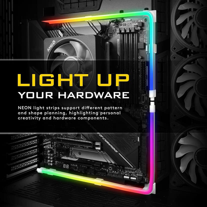 EZDIY-FAB Premium LED Strip Kit for PC 5V ARGB Motherboard Sync,Upgraded with 3-Kinds Mounting Clips-2X 400mm Smooth Lighting Strip