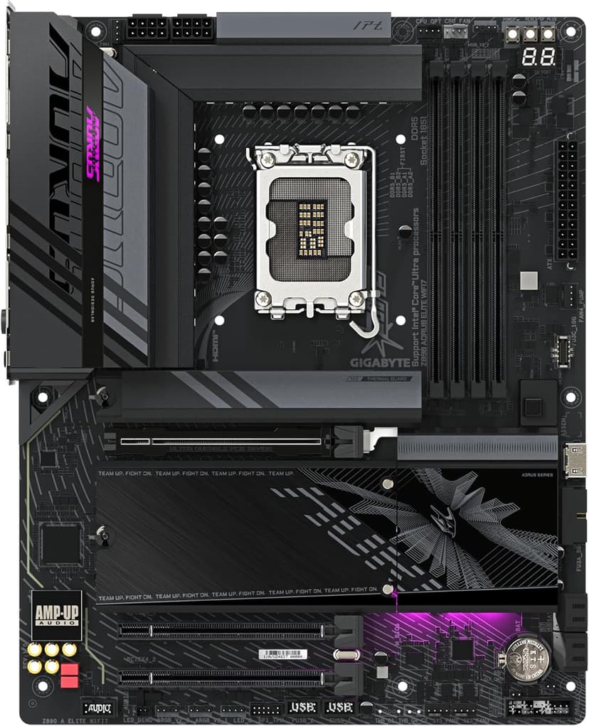 GIGABYTE Z890 AORUS Elite WIFI7 ICE Motherboard - Supports Intel Core Ultra (Series 2) CPUs, 16+1+2 Phases VRM, up to 8800MHz DDR5 (OC), 1xPCIe 5.0 + 3xPCIe 4.0, Wi-Fi 7, 2.5GbE LAN, Thunderbolt 4