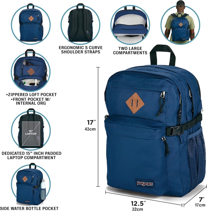 JanSport Main Campus Backpack - Travel or Work Backpack with 15-Inch Laptop Sleeve and Dual Water Bottle Pockets, Stellar Starfield