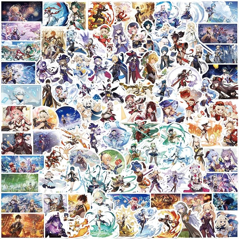 Genshin Impact Stickers 100pcs Video Game Stickers Waterproof Vinyl for Laptop Hydroflask Water Bottle Skateboard Luggage (100, Game)