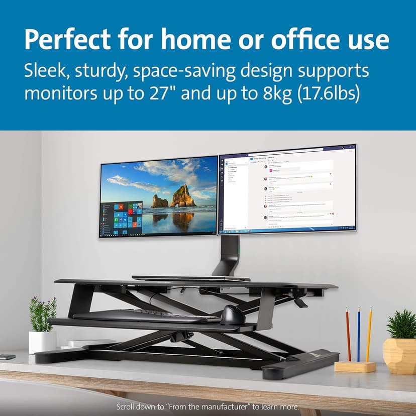 Kensington SmartFit Space Saving Dual Monitor Arm (K55513WW)