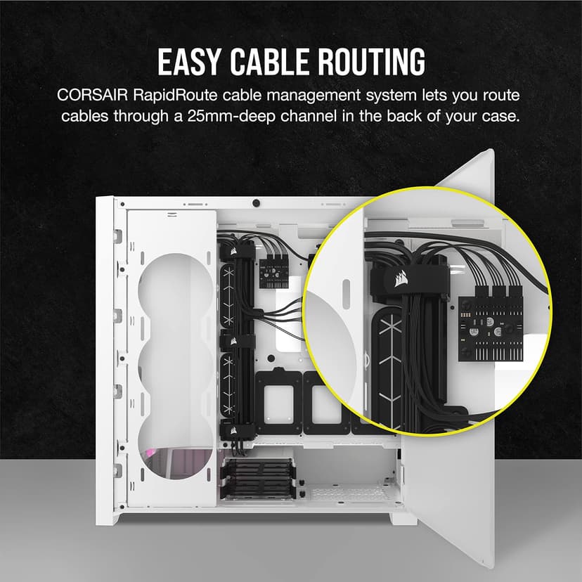 Corsair 5000D Airflow Mid-Tower Case - 3 RGB Fans - Lighting Controller - High-Airflow Design - RapidRoute Cable Management - True White