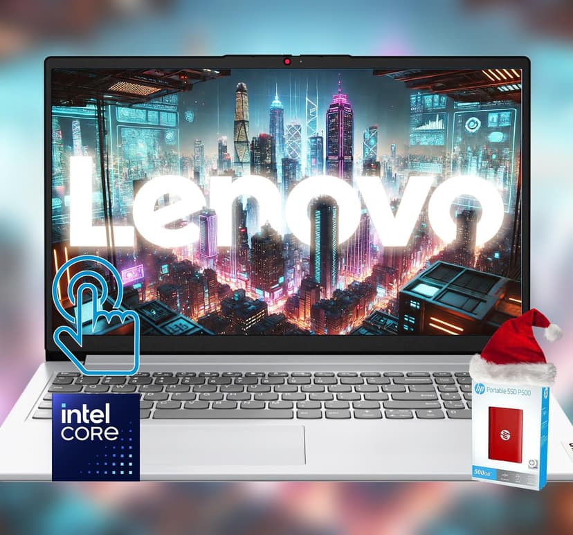 Lenovo Idea 15 Premium Series Touchscreen Laptop • Intel Core i3 6-Core Processor • 40GB RAM & 1TB SSD (512GB PCIe SSD withHP P500 512GB Portable SSD) • 15.6" FHD Touchscreen • Windows 11 Pro