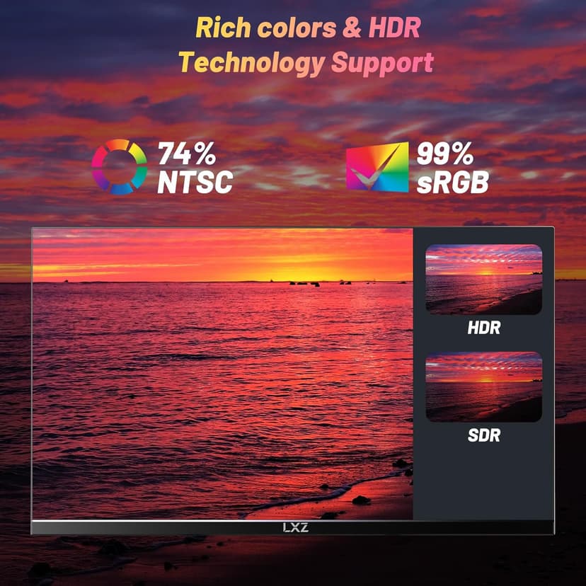 LXZ Gaming Monitor 24.5 inch, 200hz Monitor FHD 1080P Frameless IPS Display with Eye Care, DP/HDMI, Wall Mount Compatible - Black