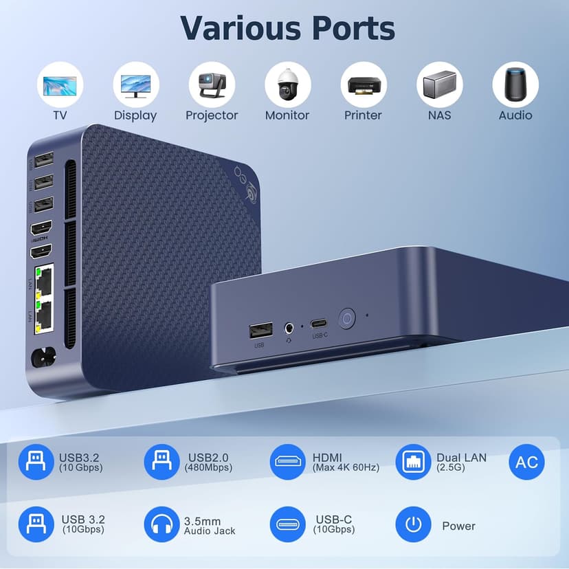 Beelink EQ14 Mini PC, Intel Twin Lake N150(Up to 3.6GHz) 16GB DDR4 500GB NVMe SSD, 2.5G Dual LAN Mini Computer Supports WiFi6, BT5.2, USB3.2, 4K@60Hz Dual HDMI Display, Home-Server/Network Firewall