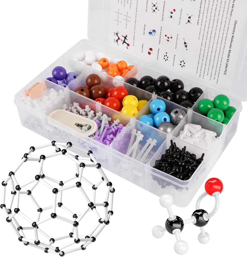 Molecular Model Kit, 444 Pcs Organic Molecular Chemistry Set, Atom Element Model Kit for Lessons in Chemistry, Molecular Structures Building kit, Ochem Science Gift for Teachers and Students