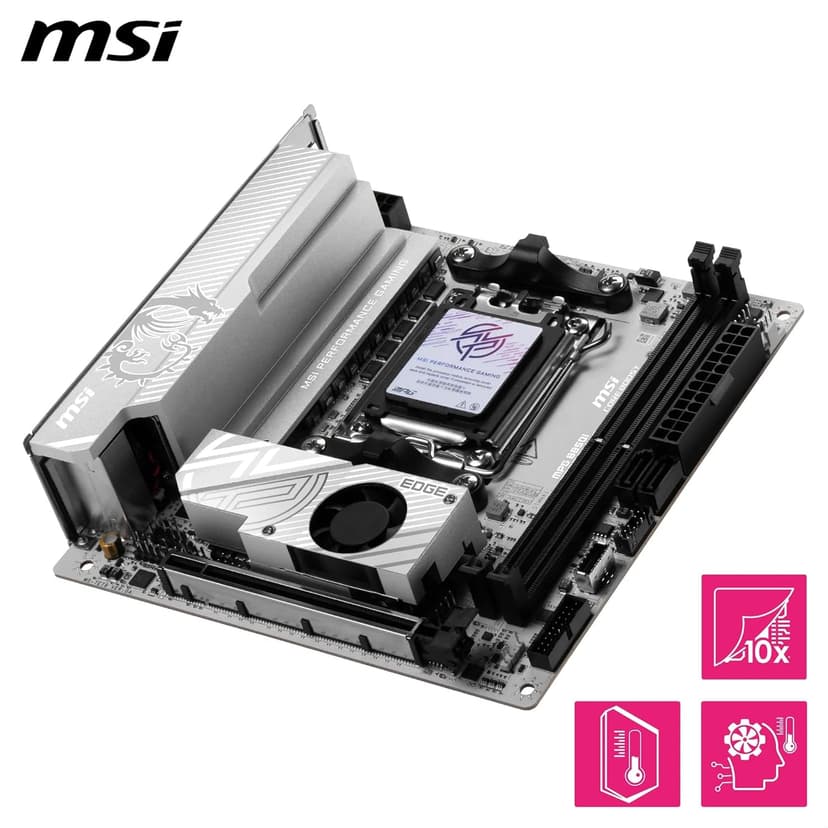msi MPG B850I Edge TI WiFi Motherboard, ATX - Supports AMD Ryzen 9000/8000 / 7000 Processors, AM5-90A SPS VRM, DDR5 Memory Boost (8200+MT/s OC), PCIe 5.0 x16, M.2 Gen5, Wi-Fi 7, 5G LAN