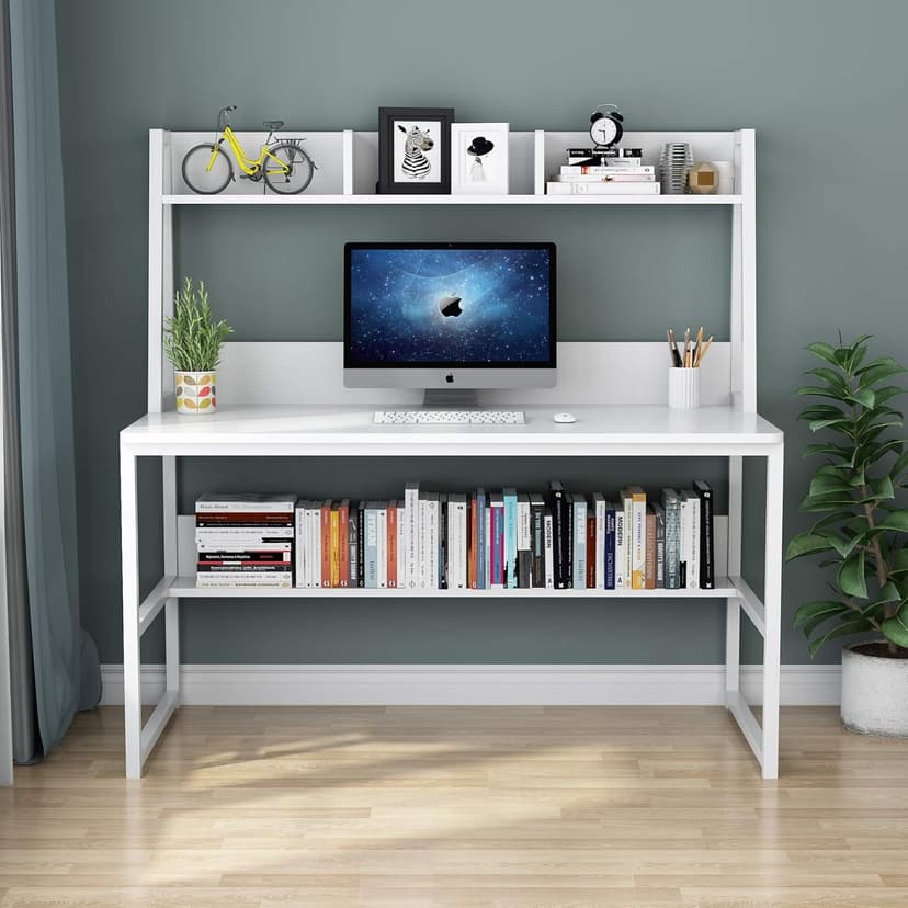 Tribesigns Computer Desk with Hutch, 47 inches Home Office Desk with Space Saving Design with Bookshelf for Small Spaces