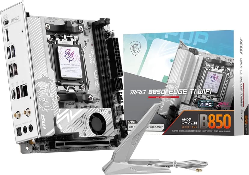 msi MPG B850I Edge TI WiFi Motherboard, ATX - Supports AMD Ryzen 9000/8000 / 7000 Processors, AM5-90A SPS VRM, DDR5 Memory Boost (8200+MT/s OC), PCIe 5.0 x16, M.2 Gen5, Wi-Fi 7, 5G LAN