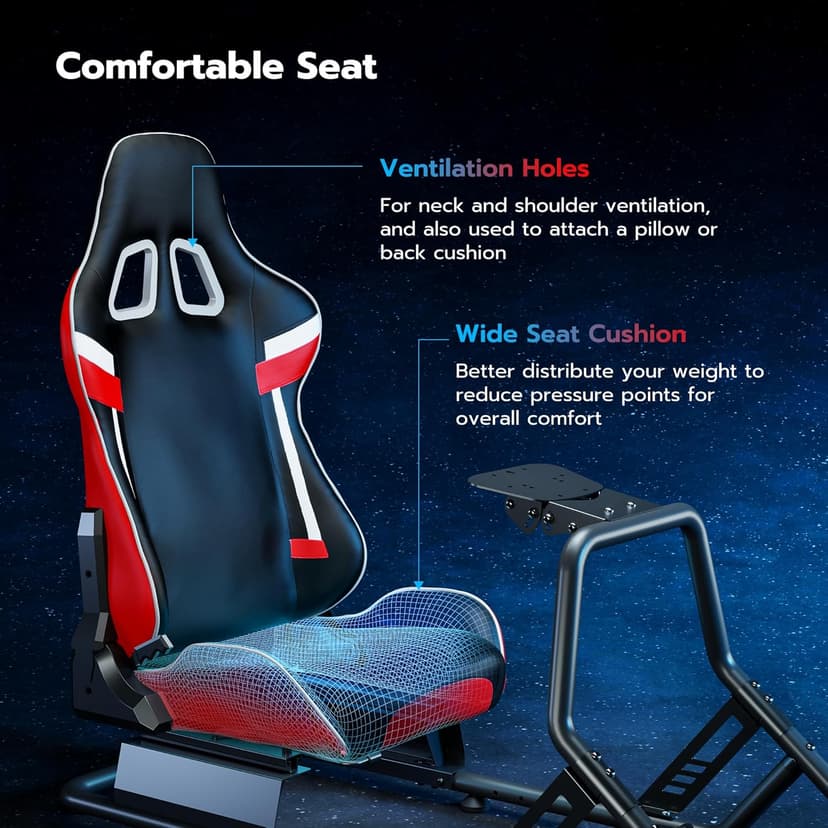 ARES WING Racing Simulator Cockpit with Monitor Mount and Seat, Formula and GT Sim Racing Cockpit Compatible with Fanatec, Thrustmaster, Logitech, Moza Racing Games on PS5, PS4, Xbox and PC