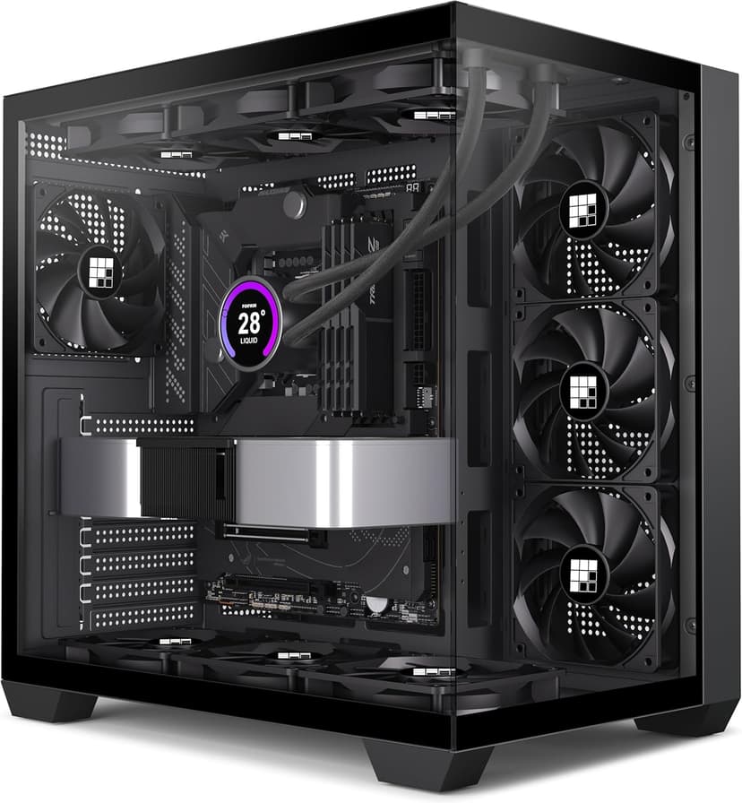 F300 (2025) PC Case - Pre-Installed 4 No RGB Fan, ATX Mid-Tower Gaming PC Case, 270° Panoramic Glass with Type-C, FOIFKIN (Black)