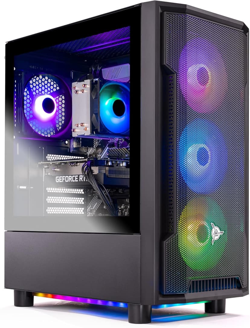 Skytech Gaming Shadow Desktop PC, Ryzen 7 7700X 4.5 GHz (5.4GHz Turbo), NVIDIA RTX 5060, 1TB Gen4 NVMe SSD, 32GB DDR5 RAM 5600 RGB, 650W Gold PSU, Wi-Fi, Win 11