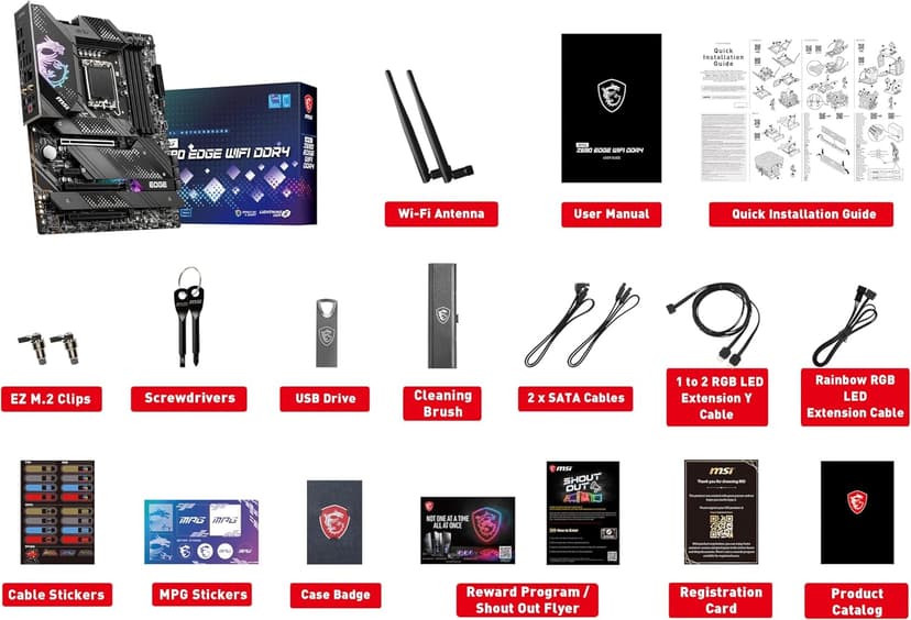 MSI MPG Z690 Edge WiFi DDR4 Gaming Motherboard (ATX, 12th Gen Intel Core, LGA 1700 Socket, DDR4, PCIe 4, CFX, M.2 Slots, Wi-Fi 6)