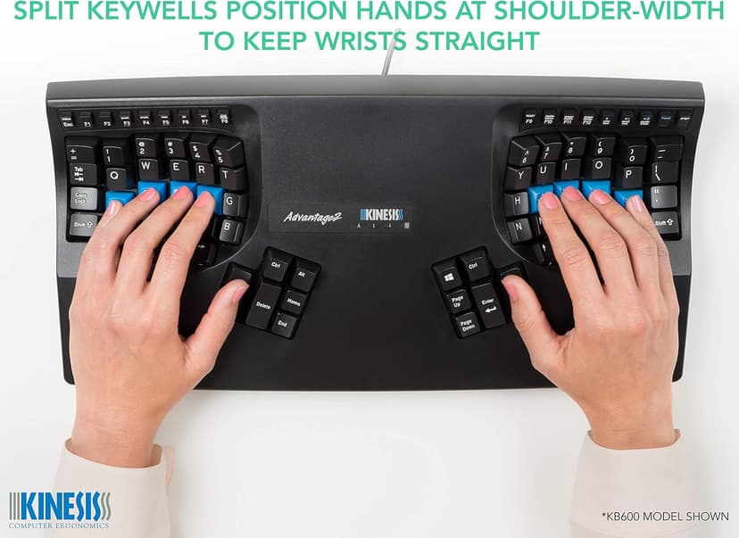 Kinesis Advantage2 Ergonomic Keyboard (KB600), Black top case, Cherry MX Brown Switches, QWERTY keycaps