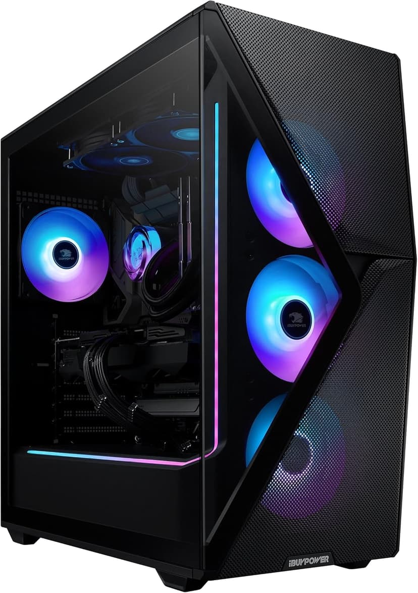 iBUYPOWER Slate MESH Gaming PC Desktop Computer (AMD Ryzen 7 9700X CPU, AMD Radeon RX 7800XT 16GB GPU, 32GB DDR5 Non-RGB 5200MHz RAM (16x2), 1TB NVMe SSD, WiFi Ready, Windows 11 Home) - SMA7R78XT02