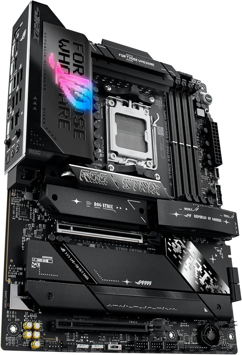 ASUS ROG Strix X870E-E Gaming WiFi AMD AM5 X870 ATX Motherboard 18+2+2 Power Stages, Dynamic OC Switcher, Core Flex, DDR5 AEMP, WiFi 7, 5X M.2, PCIe® 5.0, Q-Release Slim, USB4®, AI OCing & Networking