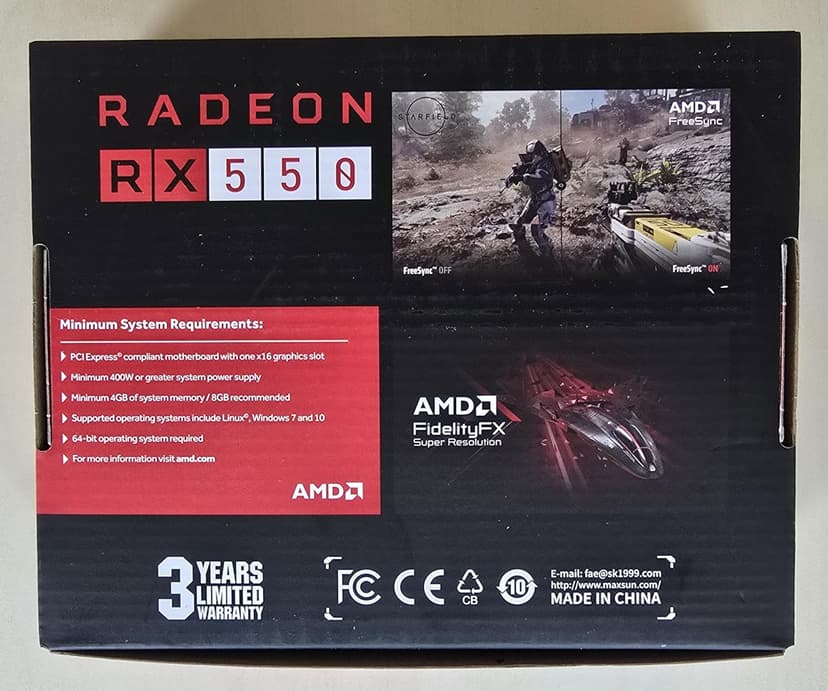maxsun AMD Radeon RX 550 4GB GDDR5 ITX Computer PC Gaming Video Graphics Card GPU 128-Bit DirectX 12 PCI Express X16 3.0 DVI-D Dual Link, HDMI, DisplayPort
