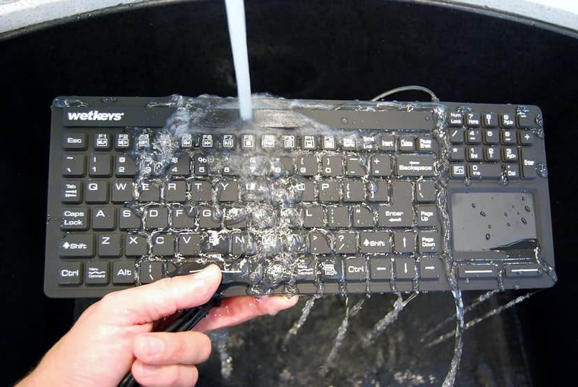 WetKeys "Touchpad Plus Professional-Grade Rigid Silicone Washable Keyboard with Touchpad (USB) (Black) | KBWKRC106T-BK
