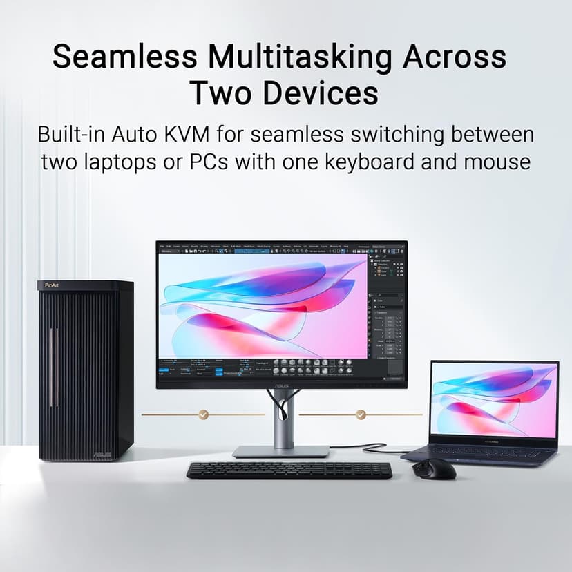 ASUS ProArt Display 27” 5K HDR Professional Monitor (PA27JCV) - 5K (5120 x 2880), IPS, 99% DCI-P3, 100% sRGB, ΔE < 2, USB-C PD 96W, Calman Verified, Color Accurate, Auto KVM, LuxPixel, 3 yr Warranty