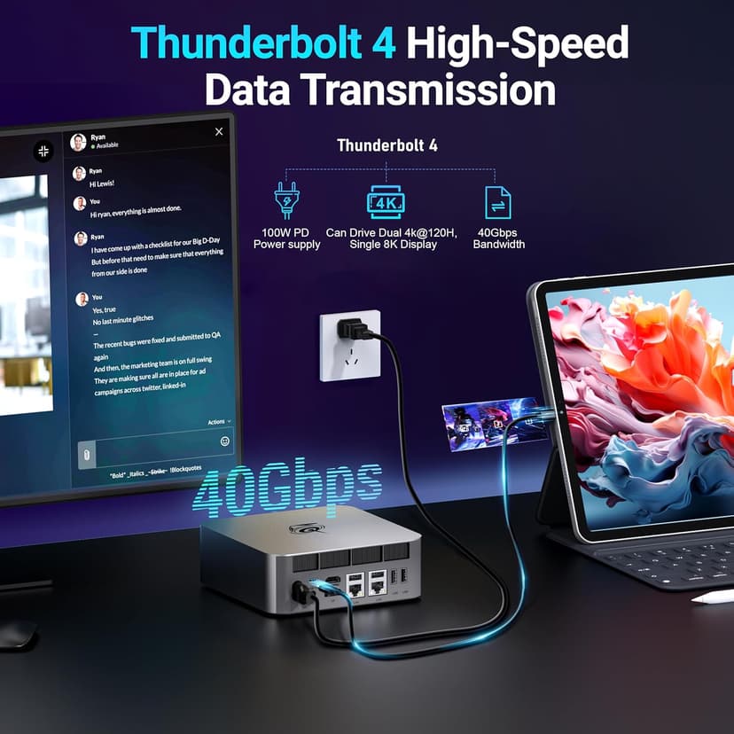 Beelink GTi13 Mini PC, Intel Core-i9 13900HK Processors (14C/20T,Up to 5.4GHz), 32GB DDR5 5200MHz 1TB SSD, Mini Computer Support Thunderbolt 4/PCle×8 Slot/WiFi6/2.5G LAN/Triple Display, AI Gaming pc