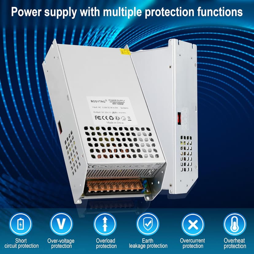 DC 48V 20.8A 1000W Switching Power Supply SMPS AC 110V / 220V-DC 48V Transformer Adapter, for LED Strip Light, CCTV Camera Security System,Computer Project of Industrial Power Supplies