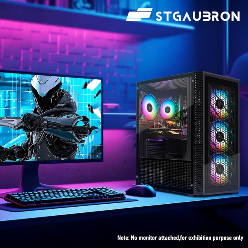 STGAubron Gaming PC Computer Desktop, Intel Core i7 up to 3.9G, Radeon RX 590 8G, 32G RAM, 1T SSD, 600M WiFi, BT 5.0, RGB Fan x 4, Windows 10 Home