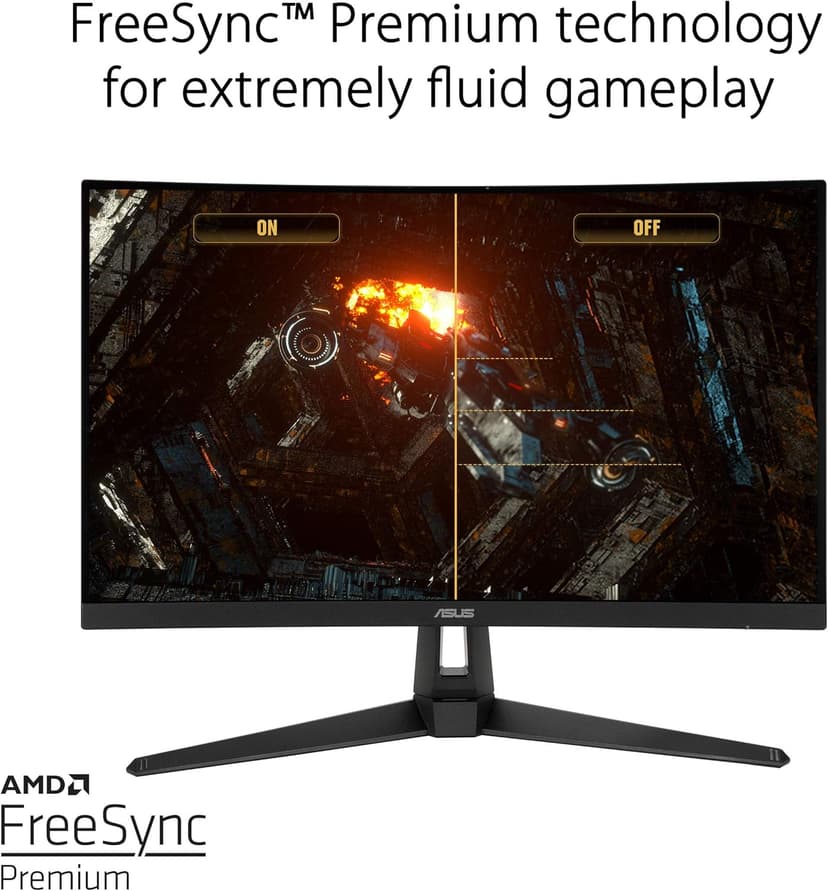 ASUS TUF Gaming VG27VH1B 27” Curved Monitor, 1080P Full HD, 165Hz (Supports 144Hz), Extreme Low Motion Blur, Adaptive-sync, FreeSync Premium, 1ms, Eye Care, HDMI D-Sub, BLACK