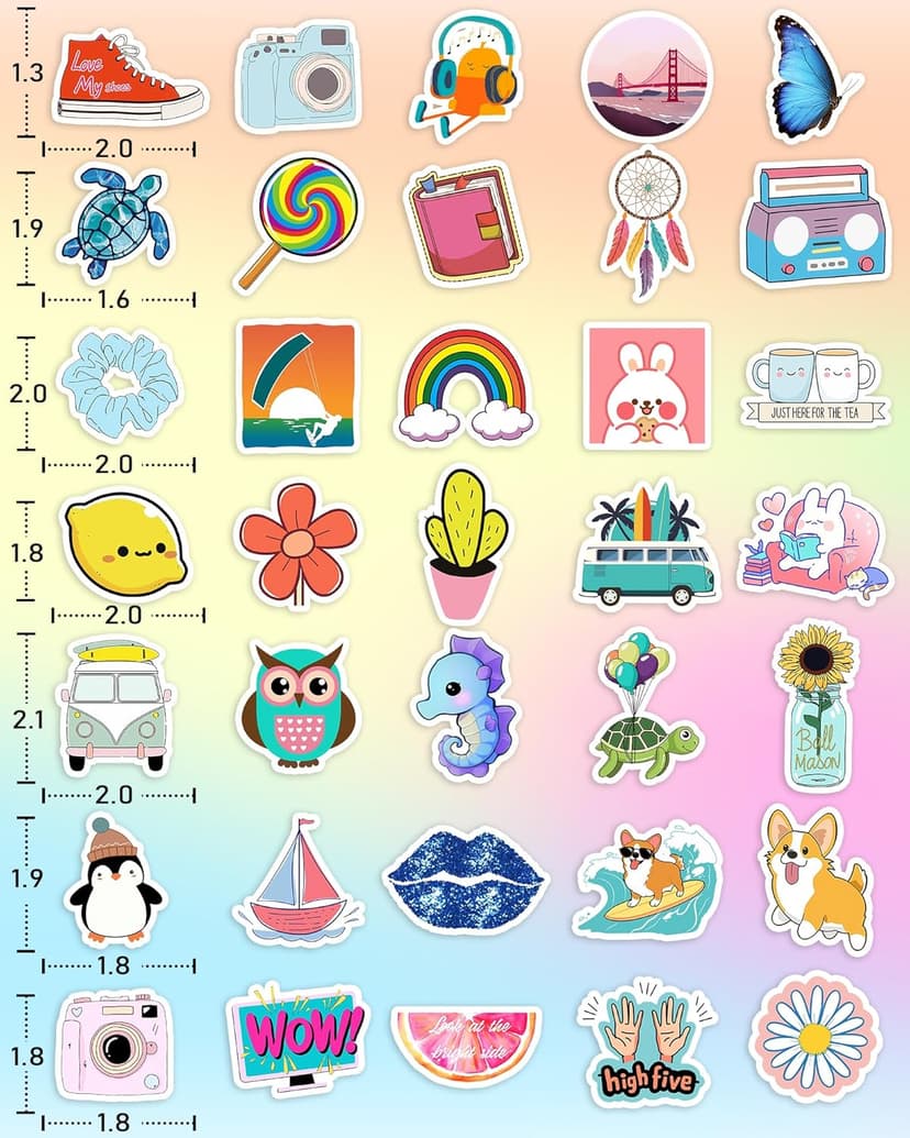 300 Pcs Stickers for Kids, Cute Water Bottle Vinyl Waterproof Laptop Stickers for Students Gifts School Supplies Classroom Teacher Prizes Sticker Pack for Kids Girls Teens