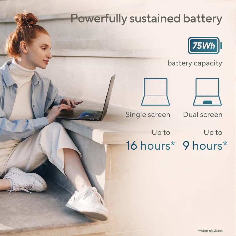ASUS Zenbook DUO Laptop, Dual 14” OLED 3K 120Hz Touch Display, Evo, Intel Core Ultra 9 285H, Intel Arc Graphics, 32GB RAM, 1TB SSD, Windows 11, UX8406CA-PS99T