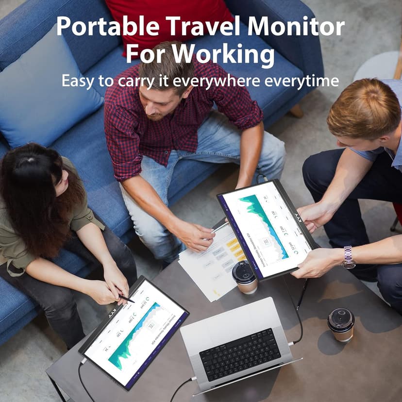 KYY Portable Monitor Latest 15.6'' FHD 1080P USB-C HDMI Laptop Monitor w/Smart Cover Bag & Dual Speakers, External HDR Computer Screen, Travel Gaming Monitor for PC MAC Phone Xbox PS4/5 Switch