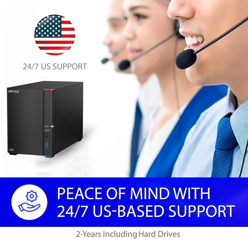 BUFFALO LinkStation 720 16TB 2-Bay Home Office Private Cloud Data Storage with Hard Drives Included/Computer Network Attached Storage/NAS Storage/Network Storage/Media Server/File Server