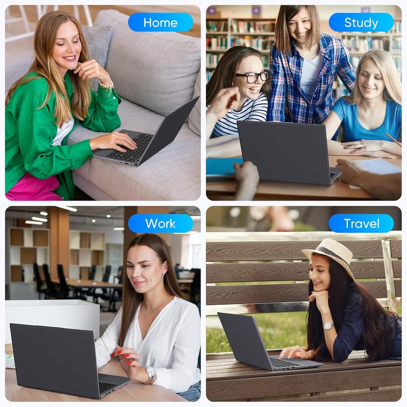 Laptop, 14 Inch HD Laptop Computer with MS Office 2024 Pro Plus, 8GB RAM 128GB SSD, Quad Core N5095 Processor Win-11 Laptops, Long Lasting Battery, Dual-Band WiFi 5, BT, USB 3.0, Webcam