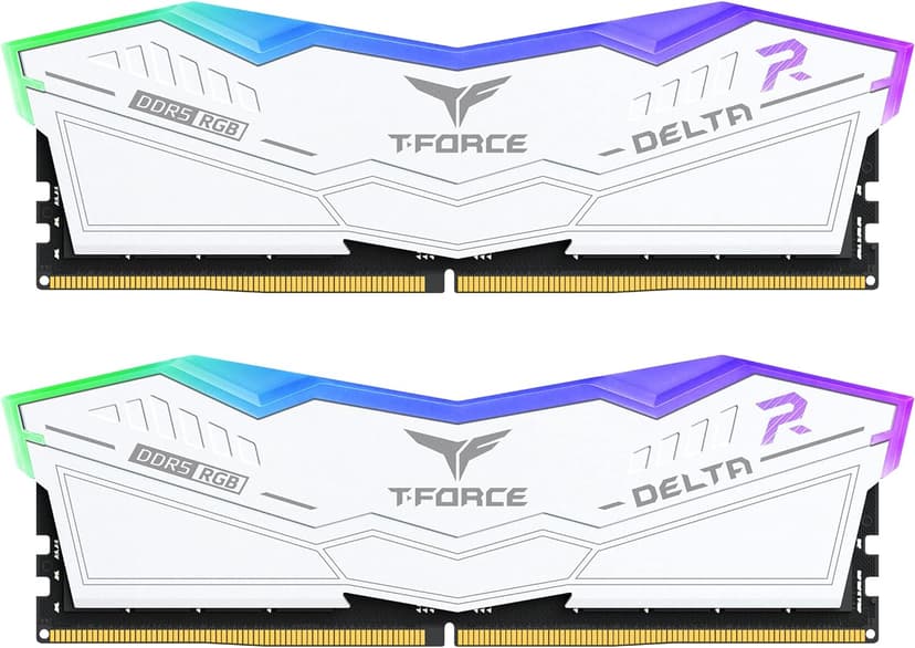 TEAMGROUP T-Force Delta RGB DDR5 Ram 32GB (2x16GB) 6400MHz PC5-51200 CL32 Desktop Memory Module Ram for 600 700 Series Chipset XMP 3.0 Ready White FF4D532G6400HC32ADC01