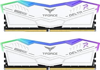 TEAMGROUP T-Force Delta RGB DDR5 Ram 32GB (2x16GB) 6400MHz PC5-51200 CL32 Desktop Memory Module Ram for 600 700 Series Chipset XMP 3.0 Ready White FF4D532G6400HC32ADC01