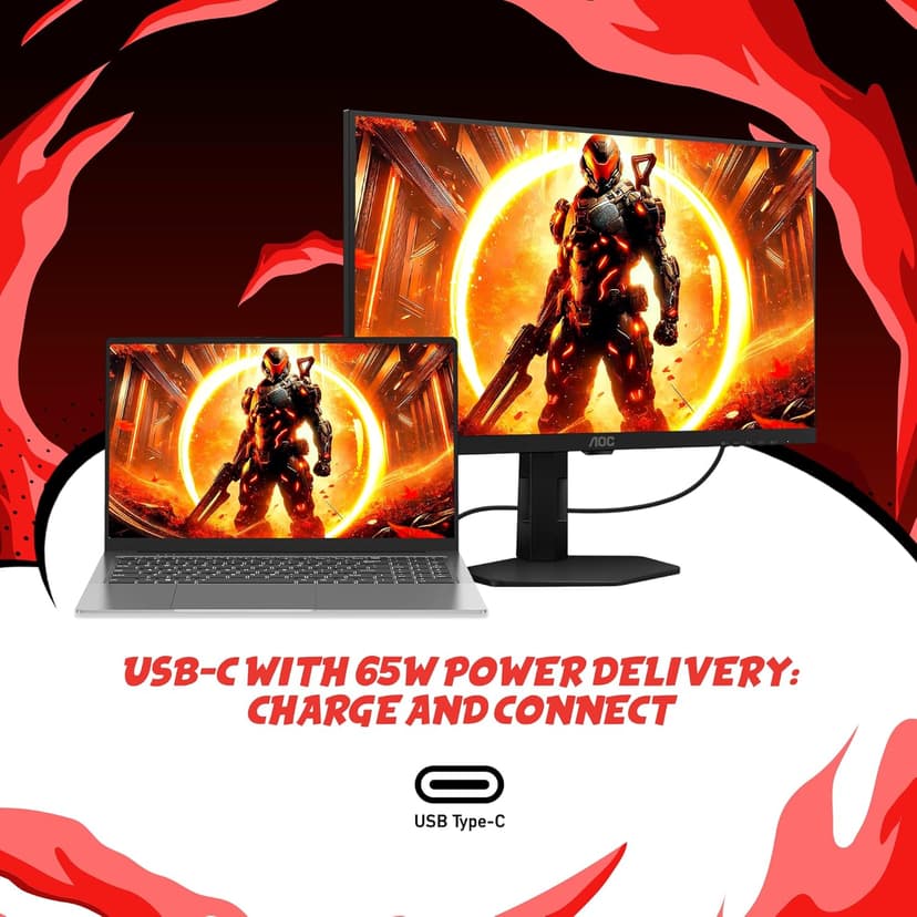 AOC Gaming Q27G4XY 27" Smart Gaming Monitor - QHD 2560x1440, 180Hz, VA Panel, Google Smart OS, USB-C 65W PD, AMD FreeSync, G-SYNC Compatible, Built in Speakers