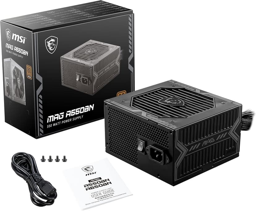 MSI MAG A550BN Gaming Power Supply - 80 Plus Bronze Certified 550W - Compact Size - ATX PSU