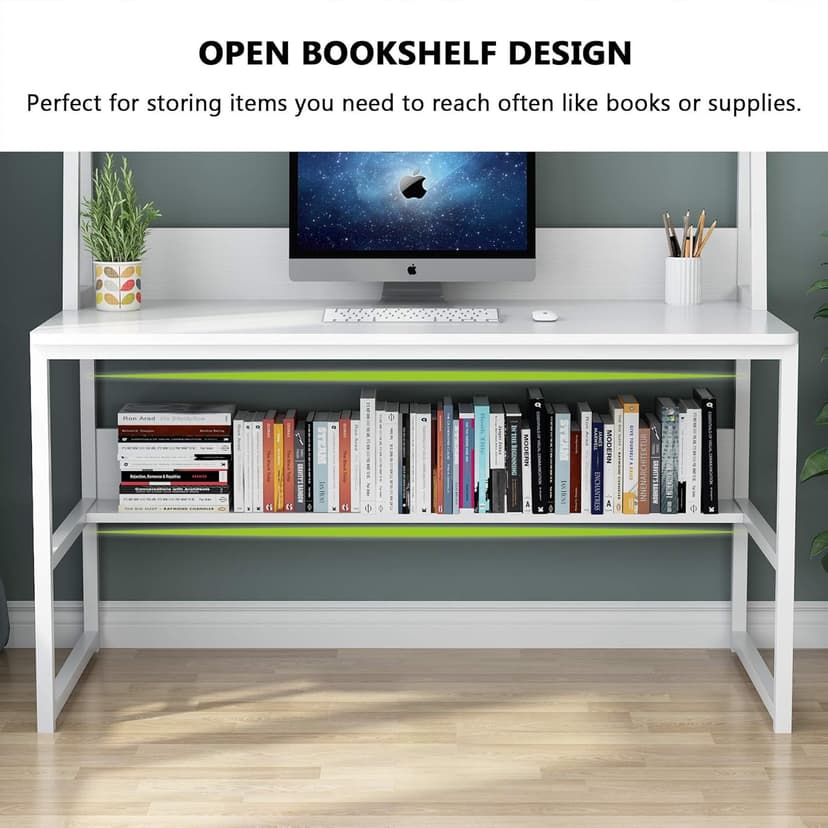Tribesigns Computer Desk with Hutch, 47 inches Home Office Desk with Space Saving Design with Bookshelf for Small Spaces