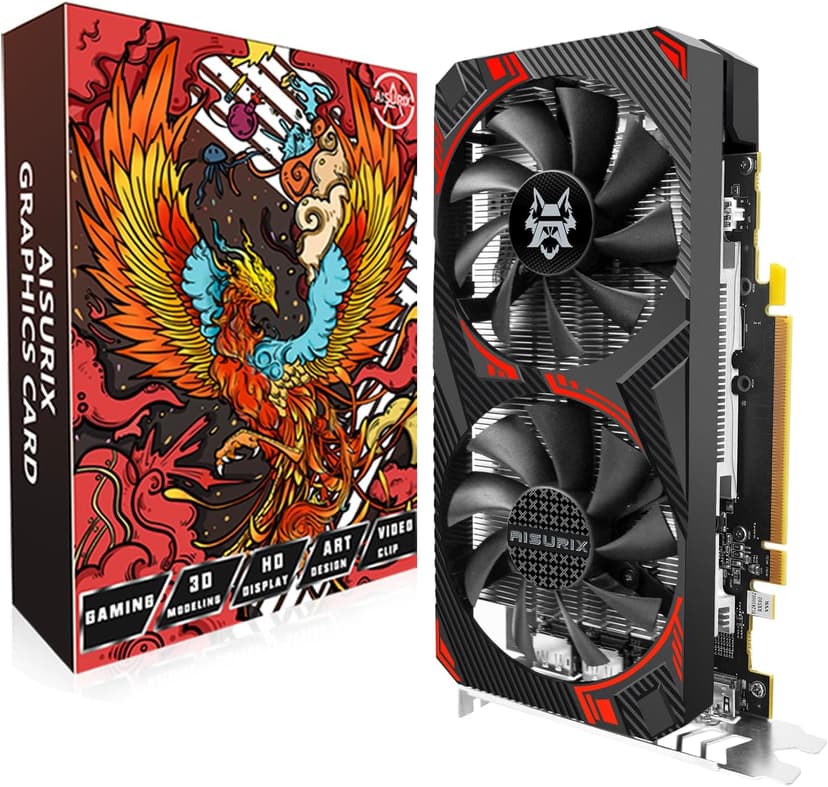 RX 580 Graphics Card 8GB GDDR5 2048 SP PCIe 3.0 Dual Fan Cooling DirectX 12 256-Bit HDMI/DP/DVI Outputs Video vard for Gaming PC and Streaming