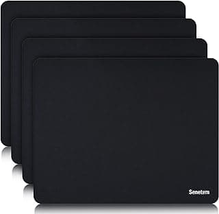 Senetem 4-Pack Mouse Pad, Ultra-Smooth Gaming Mousepad, Non-Slip Rubber Base, Washable Surface Fits Wired & Wireless Mouse – Perfect for Desk, Laptop, PC & Office, Small Portable, 11x8.6 in, Black