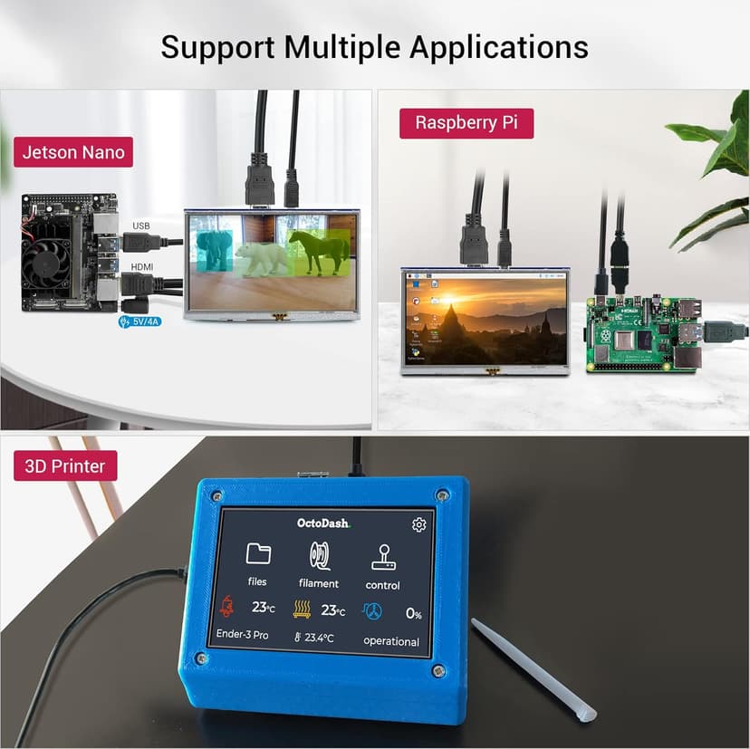 ELECROW 5-Inch Resistive Touch Screen TFT LCD Display, 800x480 HD Resolution, Compatible with Raspberry Pi 5/4/3/2B/Zero, Banana Pi, Jetson Nano, Windows 11/10/8/7
