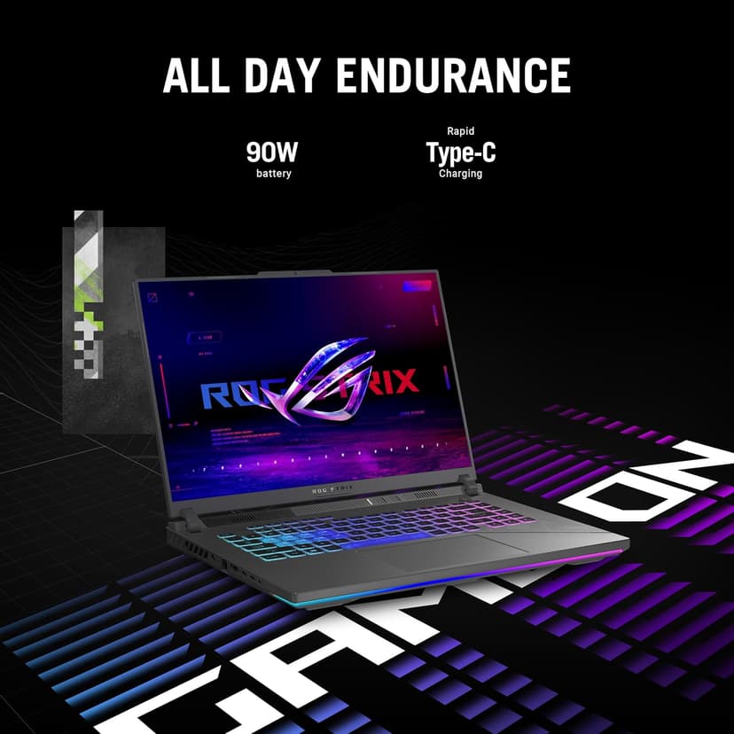 ASUS ROG Strix G16 Gaming Laptop, 16” Nebula Display 16:10 QHD 240Hz, GeForce RTX 4060, Intel® Core™ i9-14900HX, 16GB DDR5-5600, 1TB PCIe SSD, Wi-Fi 6E, Windows 11, G614JVR-ES94